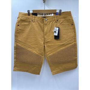 NEW Noiz Jean Shorts Mens Size 42 Blue TAN Hip Hop Urban Streetwear